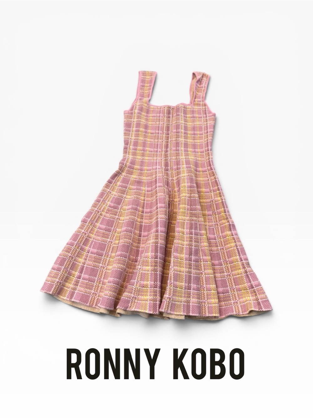 Ronny Kobo Shardene Dress in a Sunshine Multi-color Plaid Knit Pattern